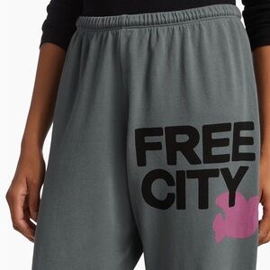Free City Gray Sweatpants with Pink Detail